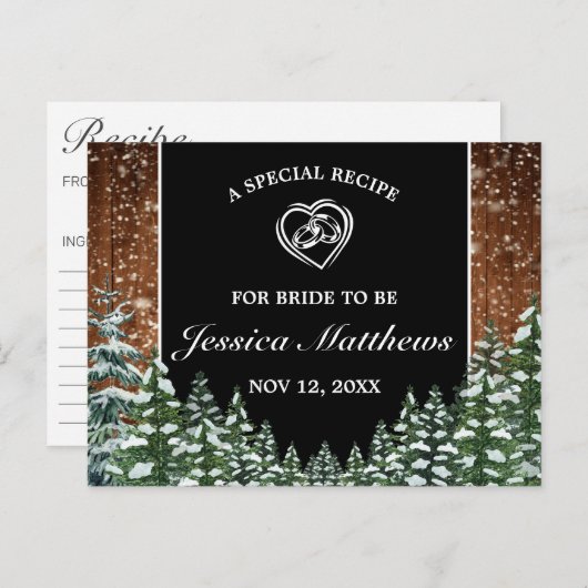 スノーウッドフォーレストパインブライダルシャワーレシピカード ポストカード (正面/裏面)