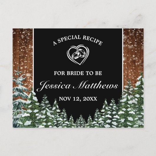 スノーウッドフォーレストパインブライダルシャワーレシピカード ポストカード (正面)