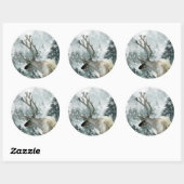 スノーウッドランドマウンテンフォレストスタッグディアー〔雄ジカの〕枝角C ラウンドシール (シート)