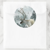 スノーウッドランドマウンテンフォレストスタッグディアー〔雄ジカの〕枝角C ラウンドシール (バッグ)