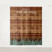 スノーウッド&フォレストパイン誕生日写真背景 タペストリー (正面)
