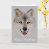 スノーウルフ誕生日カード カード (黄色い花)