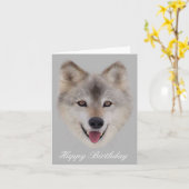 スノーウルフ誕生日カード カード (黄色い花)