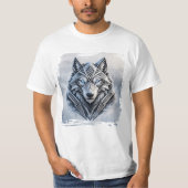 スノーウルフ部族の鎧 冬の紋章 Tシャツ (正面)