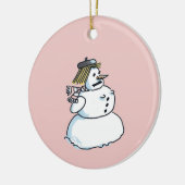 スノーウーマンピンクのセラミッククリスマスオーナメント セラミックオーナメント (左)