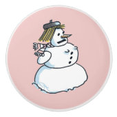 スノーウーマンピンクのセラミックノブ セラミックノブ (正面)