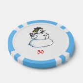 スノーウーマンライトブルー50ストライプのトランプのポーカーチップ ポーカーチップ (シングル)