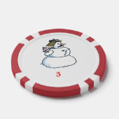 スノーウーマンレッド5ストライプのトランプのポーカーチップ ポーカーチップ (シングル)
