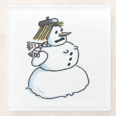 スノーウーマン澄んガラスコースター ガラスコースター (正面)