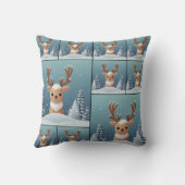 スノーエルクかわいいかわいい茶色のパターン クッション (裏面)