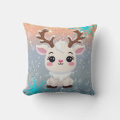 スノーエルク かわいい プリント クッション (正面)