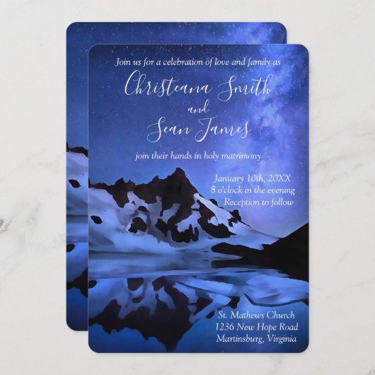 スノーエレガントウィー山脈のブルースターリーナイト 招待状 (正面/裏面)