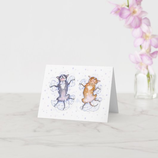 スノーエンジェルズピットブルホリデーカード カード (蘭)