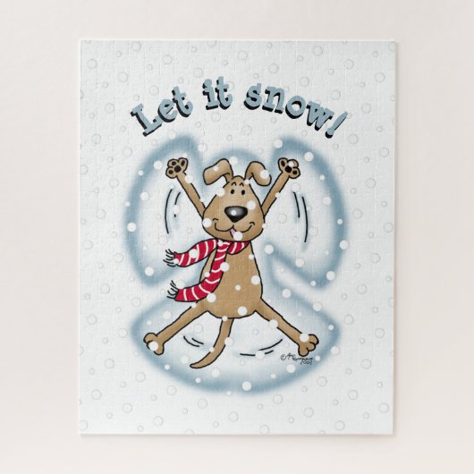 スノーエンジェルドッグおもしろいかわいいクリスマスホリデーおもしろい ジグソーパズル (縦)
