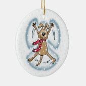 スノーエンジェルドッグおもしろいかわいいクリスマスホリデーおもしろい セラミックオーナメント (右)