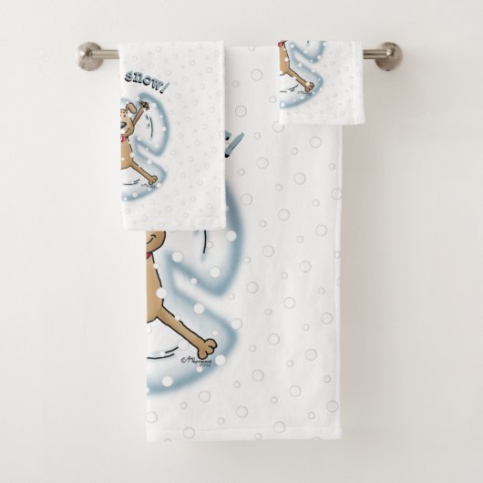 スノーエンジェルドッグおもしろいかわいいクリスマスホリデーおもしろい バスタオルセット (インサイチュ)