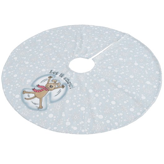 スノーエンジェルドッグおもしろいかわいいクリスマスホリデーおもしろい フリース ツリースカート (アングル)