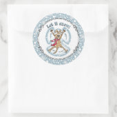 スノーエンジェルドッグおもしろいかわいいクリスマスホリデーおもしろい ラウンドシール (バッグ)