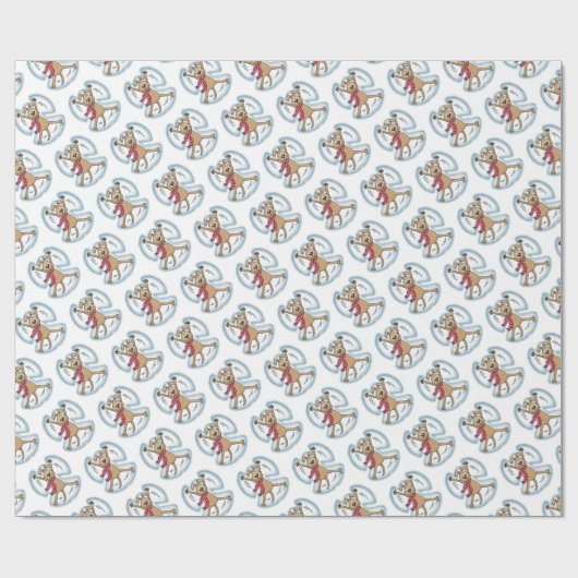 スノーエンジェルドッグおもしろいかわいいクリスマスホリデーおもしろい ラッピングペーパー (フラット)