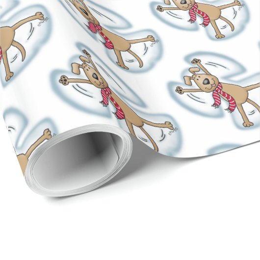 スノーエンジェルドッグおもしろいかわいいクリスマスホリデーおもしろい ラッピングペーパー (ロールコーナー)
