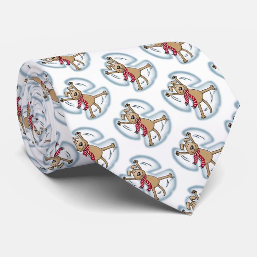 スノーエンジェルドッグかわいいクリスマスホリデーおもしろい ネクタイ (ロール)
