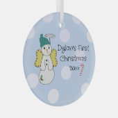 スノーエンジェルベビー初めてのクリスマス ガラスオーナメント (正面右)