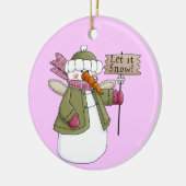 スノーエンジェルレットイットスノーオーナメント セラミックオーナメント (左)