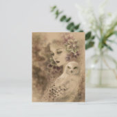 スノーオウル ファンタジーアート ポストカード (スタンド正面)