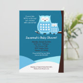 スノーオウル 5x7 ベビーシャワー招待状 - 青 招待状 (スタンド正面)