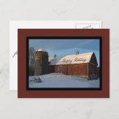 スノーカバーレッドバーンハッピーホリデーズ シーズンポストカード (正面/裏面)