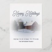 スノーカバーレッドバーンハッピーホリデーズ 箔シーズンカード (正面)