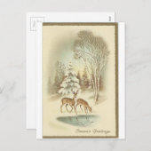 スノーカードに登場するヴィンテージクリスマスディアー シーズンポストカード (正面/裏面)