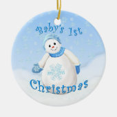 スノーガールベビー初めてのクリスマスキープサケオーナメント セラミックオーナメント (正面)