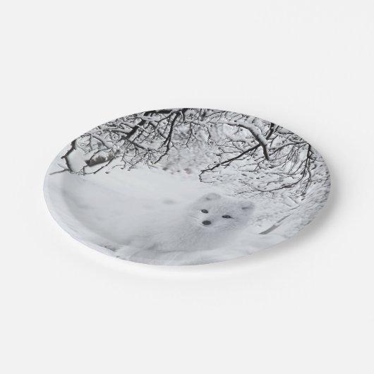 スノーキツネインウィンターウッズ ペーパープレート (アングル)