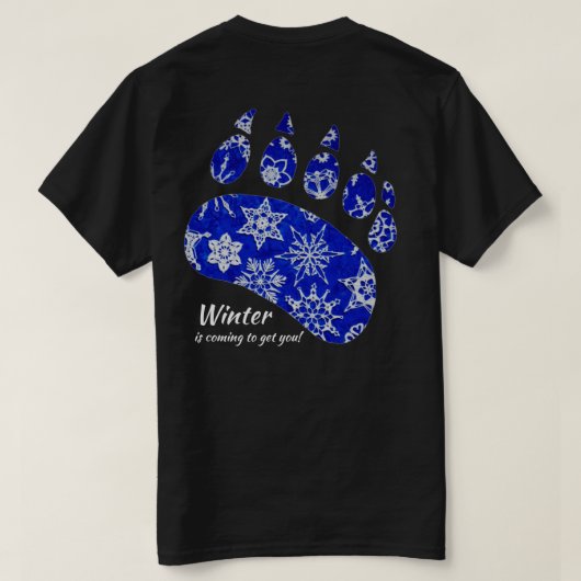 スノーキャッチャー雪片ウィンターベア黒Tシャツ Tシャツ (デザイン裏面)