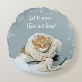 スノーキャットラウンド装飾用クッション ラウンドクッション