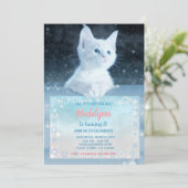 スノーキャット誕生日招待状 招待状 (スタンド正面)