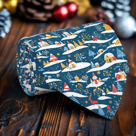 スノーキャビン&エバーグリーンツリーズウィンターネクタイ ネクタイ