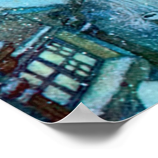 スノークイーンオンザウィンターズナイトダラックイラストレーション ポスター (角)