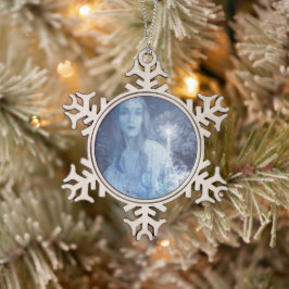 スノークイーンクリスマスファンタジー作品 スノーフレークピューターオーナメント