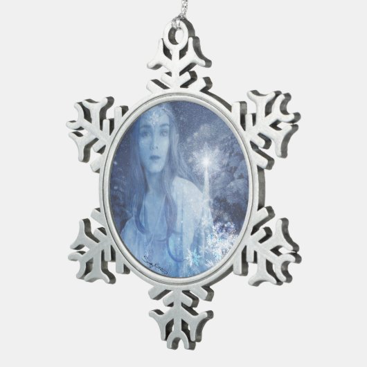 スノークイーンクリスマスファンタジー作品 スノーフレークピューターオーナメント (右)