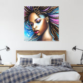 スノークイーンメラニンブラックガール魔法シスタウィメンズ キャンバスプリント (インサイチュ (寝室))