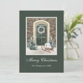 スノークリスマスドア ダークグリーン シーズンカード (スタンド正面)