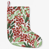 スノークリスマスボタニカルウィンターベリーホリデー スモールクリスマスストッキング (正面)