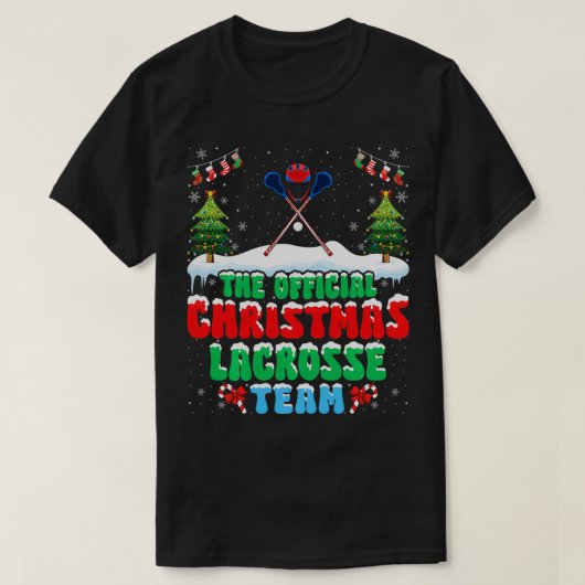 スノークリスマスラクロスチームおもしろいラクロス選手 Tシャツ (デザイン正面)
