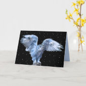 スノーグリーティングカードにカスタマイズ可能なブルーフクロウ カード (黄色い花)