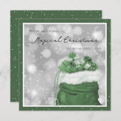 スノーグリーンサンタのバッグマジカルクリスマス シーズンカード (正面/裏面)