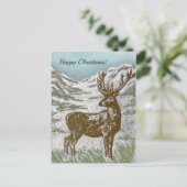 スノーグレンのスコットランド鹿プリントハッピークリスマス! シーズンポストカード (スタンド正面)