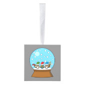 スノーグローブと格言フクロウ キューブオーナメント (右)