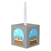 スノーグローブと格言フクロウ キューブオーナメント (裏面アングル)